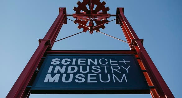 Photo of Science and Industry Museum sign, Manchester, UK.