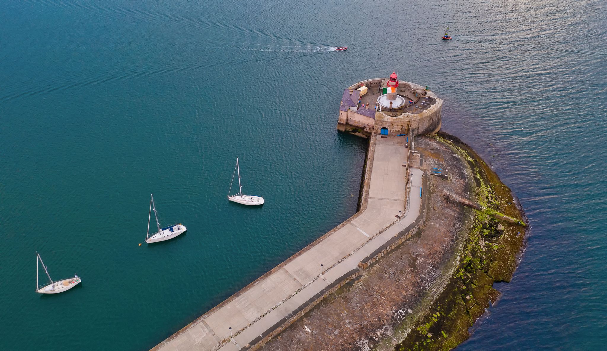 photo of view of Aerial view Lighthouse in Dún Laoghaire, Dublin, Ireland.