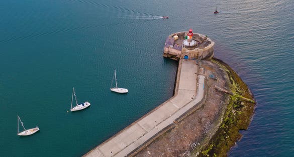 photo of view of Aerial view Lighthouse in Dún Laoghaire, Dublin, Ireland.