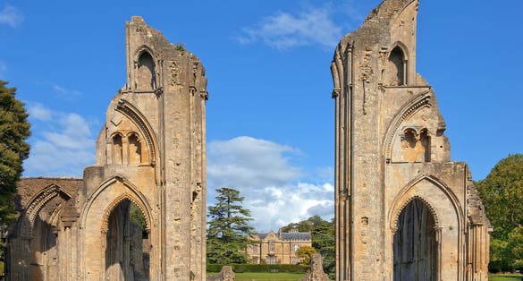 Photo of ruins of Glastonbury Abbey, was a monastery in Glastonbury, Somerset, England.