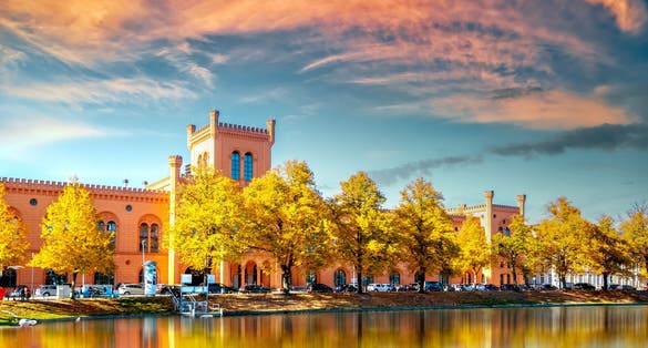 photo of view of Lake Pfaffenteich, Schwerin, Mecklenburg Vorpommern, Germany.