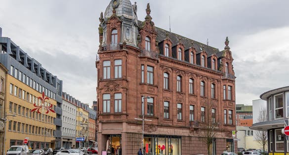 Historic ornamented house seen in Saarlouis, a town in Saarland, Germany