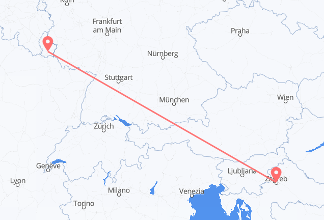 Luxemburg nach Zagreb