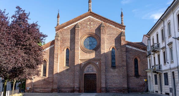 Vigevano, Pavia, Lombardy, Italy: facade of the historic San Pietro Martire church