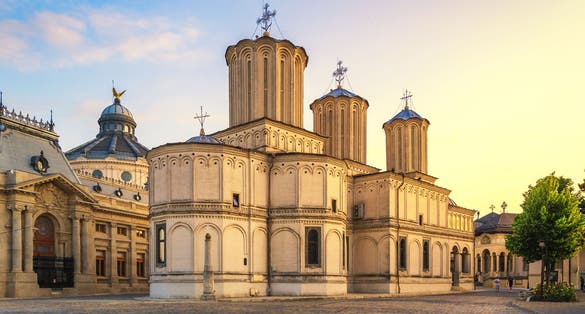 Patriarchal cathedral of Bucharest at sunset, Romania.