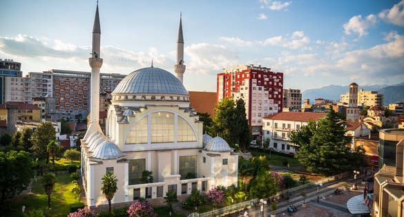 photo of Abu Bekr Mosque, Xhamia e Madhe in Shkoder, Albania. Center of town Shkodra. 