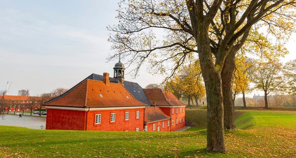 Photo of the Kastellet (The Citadel) of Copenhagen, Denmark, a well preserved fortress built in the form of a pentagon in the 17th century.