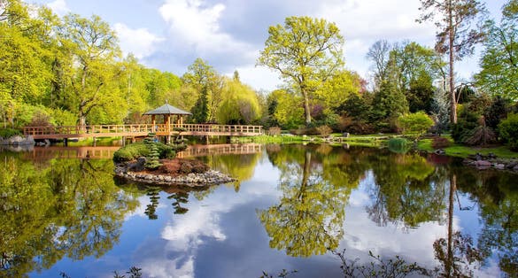 Photo of beautiful Szczytnicki Park in Wroclaw, Poland.
