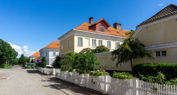 Charming residential area in Karljohansvern in Horten, Norway.