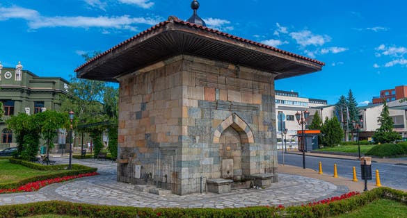 Great fountain on a street in Samokov, Bulgaria