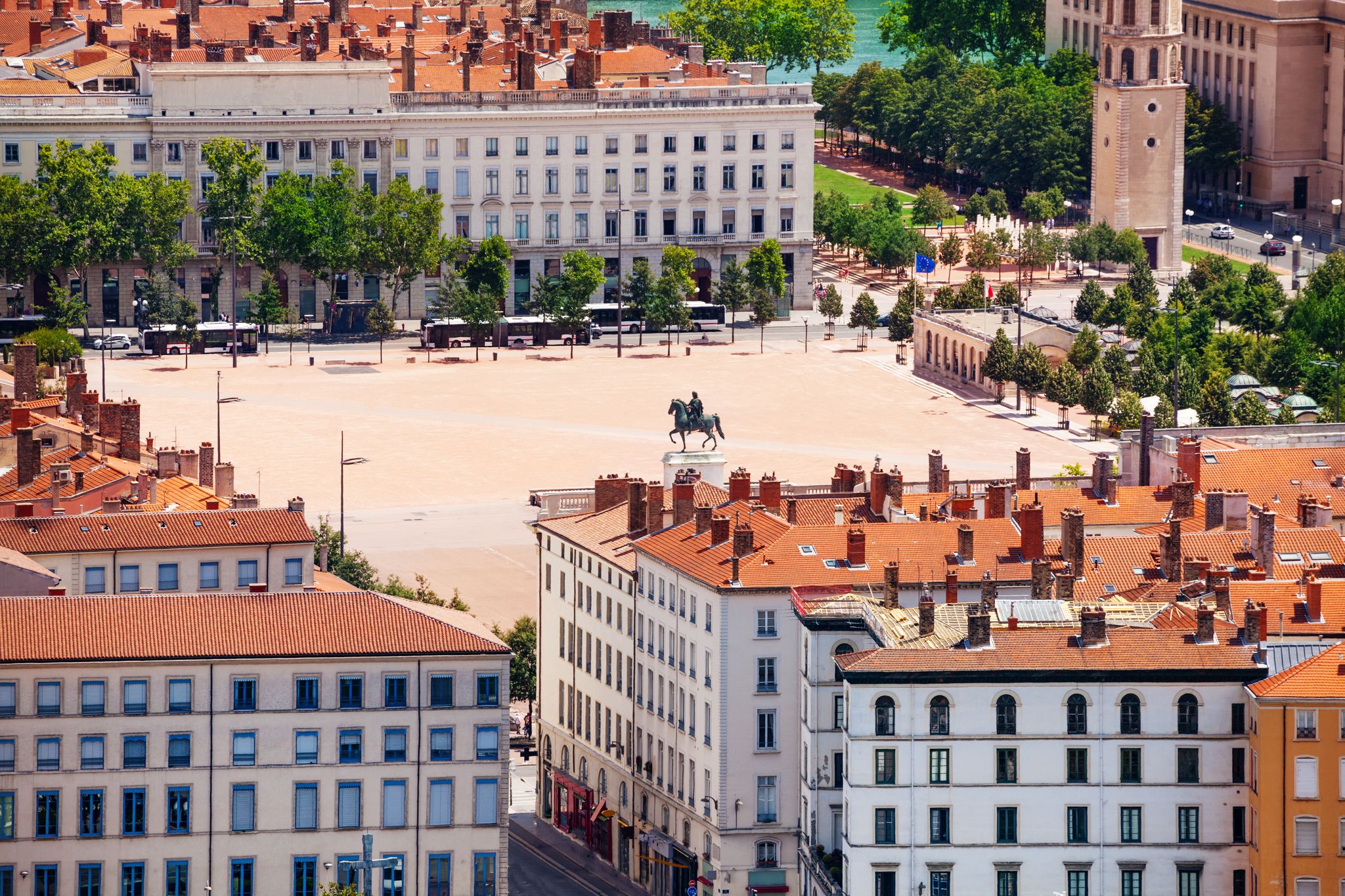 photo of an aerial view of Place Bellecour, Lyon, France.