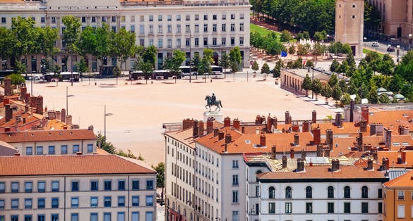 photo of an aerial view of Place Bellecour, Lyon, France.