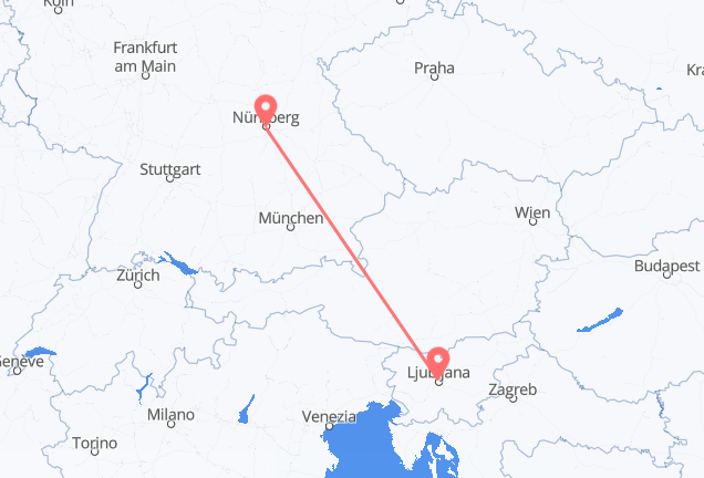 Nürnberg nach Ljubljana
