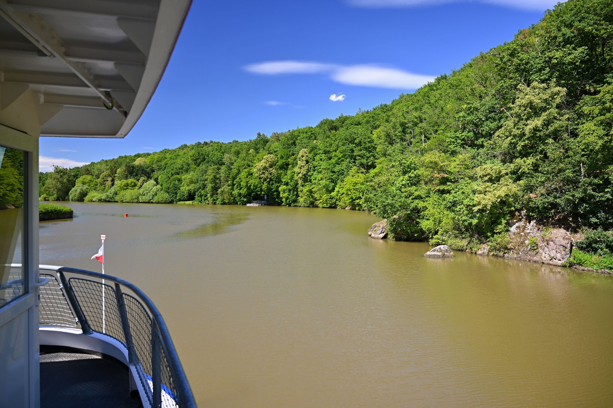 Photo of Brno Dam, beautiful summer landscape in the Czech Republic. View from the cruise ship.