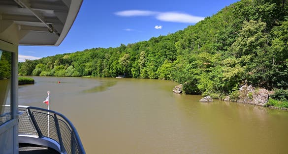 Photo of Brno Dam, beautiful summer landscape in the Czech Republic. View from the cruise ship.