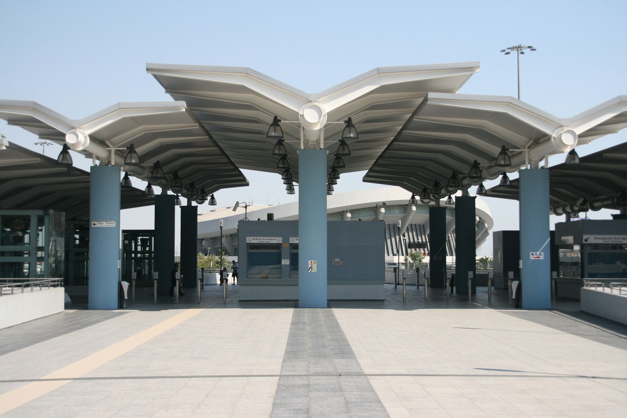 Photo of modern train station at piraeus athens greece.