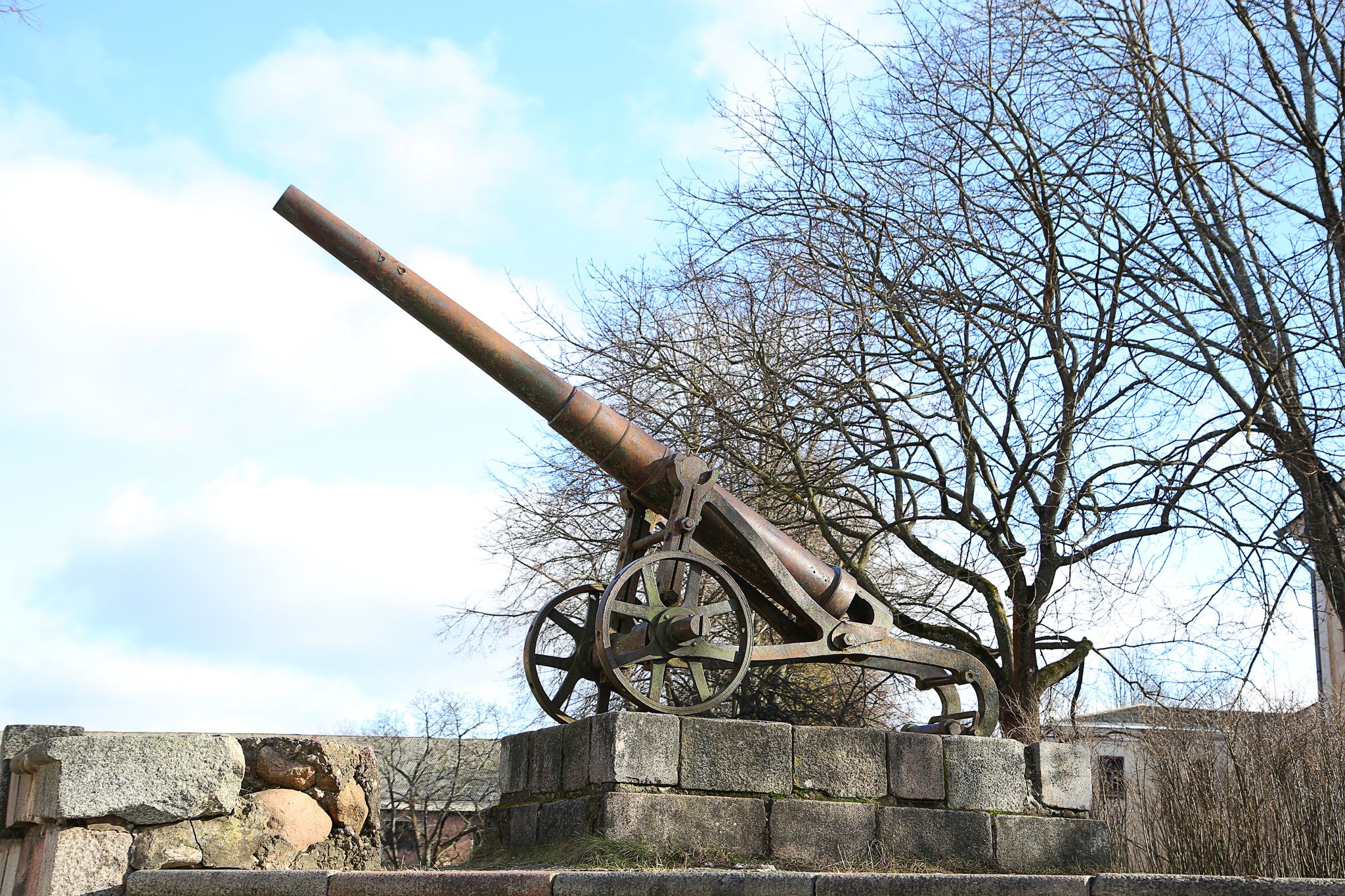 Monument of cannon of 19th century in Daugavpils fortness