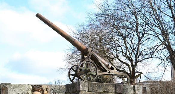 Monument of cannon of 19th century in Daugavpils fortness