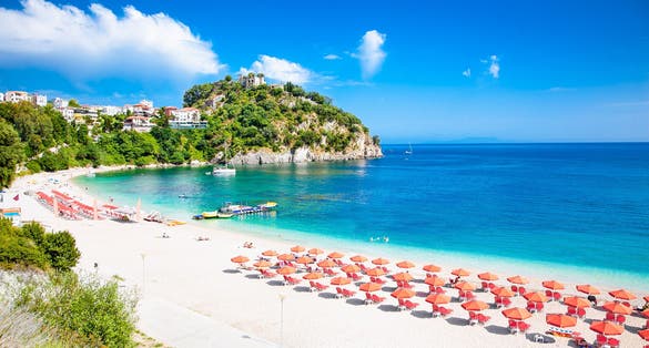 Photo of beautiful Valtos beach near Parga town of Syvota area in Greece.