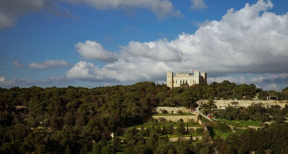 View of the Verdala Palace, Buskett Garden in Malta