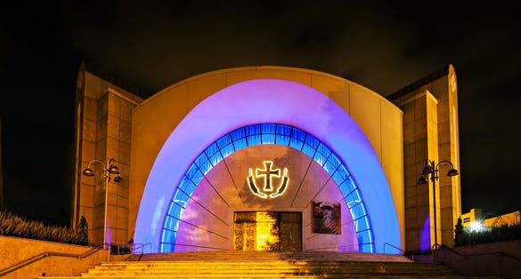 Photo of Resurrection of Christ Orthodox Cathedral of Tirana at night, Albania.