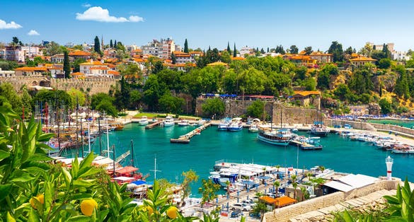 Harbor in the old city of Antalya Kaleici Old Town. Antalya, Turkey.