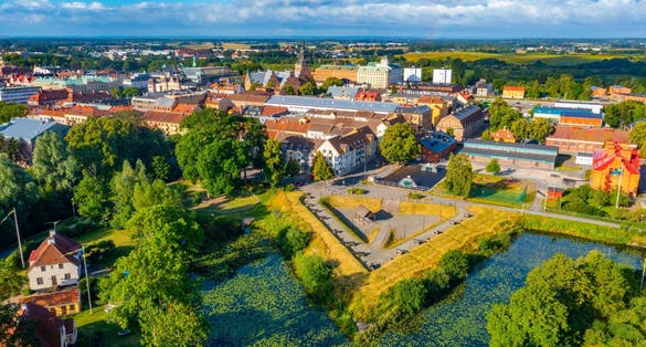 Photo of aerial view of Kristianstad bastion in Sweden.