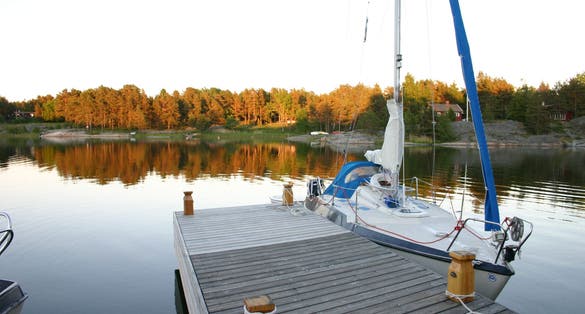 Älvsala bay taken from the jetty belonging to the Master Gardener's residence at Västra Älvsala gård.