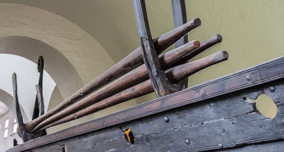 Photo of Viking ship details located in the Viking Ship Museum in Oslo, Norway.