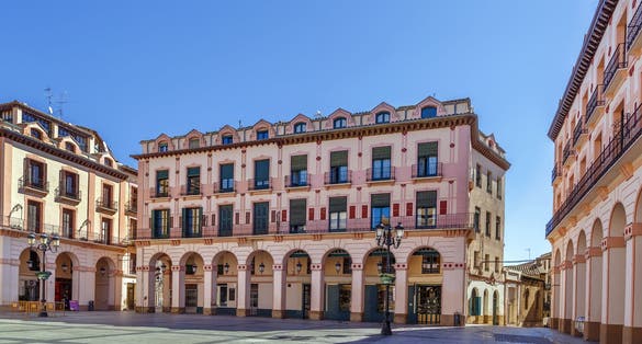 Photo of Luis Lopez Allue Square in Huesca city center, Aragon, Spain.