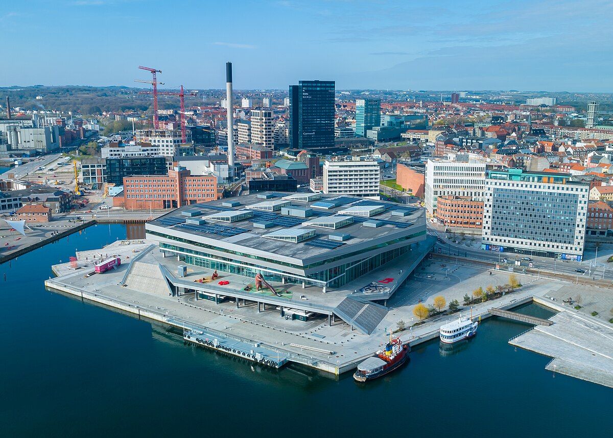 Photo of aerial view of Dokk1 in Aarhus, Denmark.
