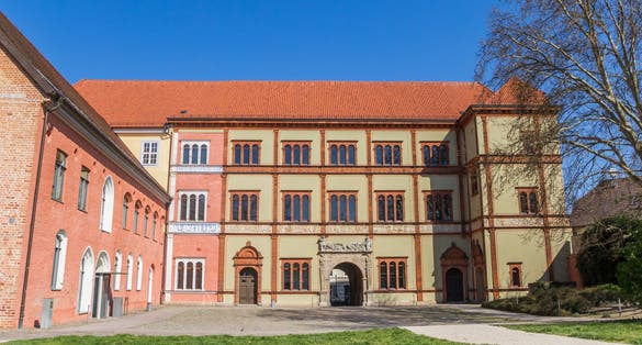 Colorful buildings of the Furstenhof palace in Wismar, Germany