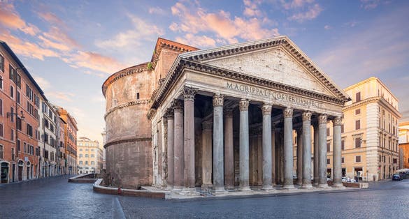 photo of view of Pantheon in the morning. Rome. Italy.