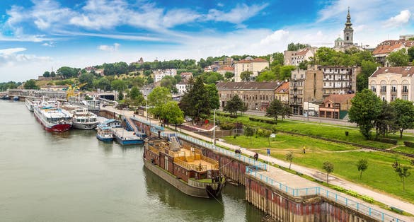 Photo of Belgrade cityscape from the Sava river in Serbia in a beautiful summer day, Belgrade ,Serbia.