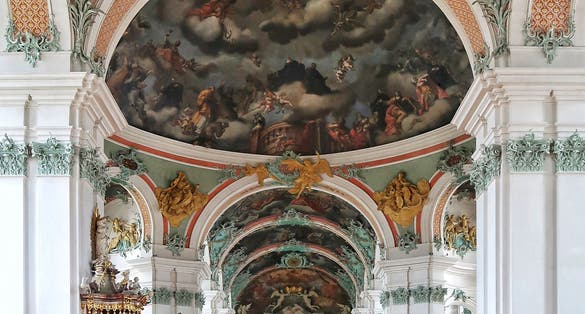 photo of inside view of Abbey of Saint Gall in St. Gallen, Switzerland.