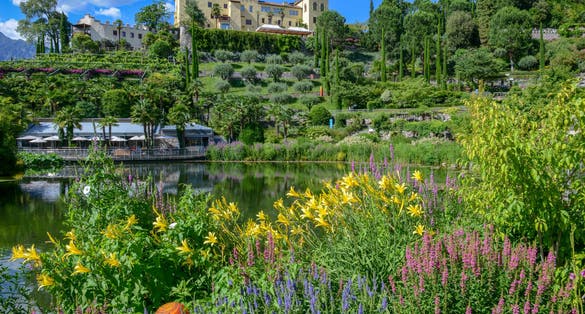 Botanic garden of Trauttmansdorff Castle at Meran on South Tyrol, Italy