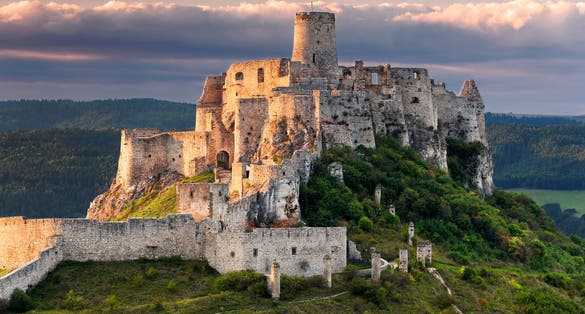 Ruins of Spiš Castle (Slovakia) on late summer sunset