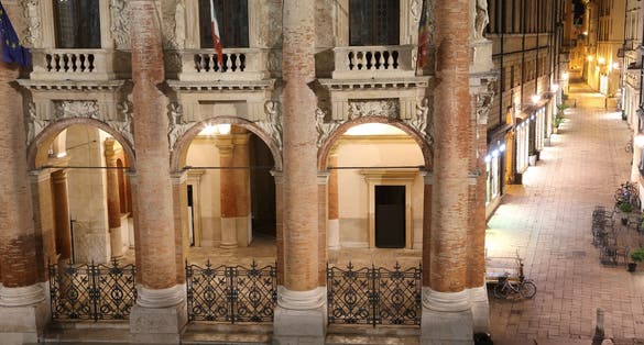 photo of Night vision of the main square of the city of Vicenza called Piazza dei Signori and the Town Hall