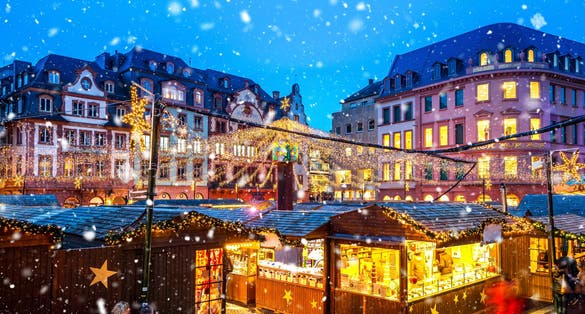 photo  of view of  Christmas Market in Mainz, Germany.
