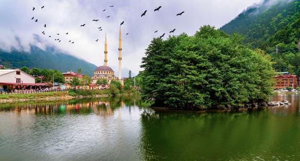 Photo of view of Uzungol which is a tourist attraction in Trabzon, Turkey.