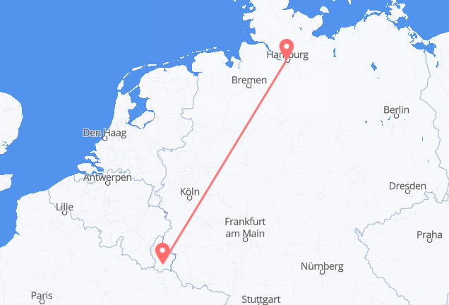 Hamburg nach Luxemburg