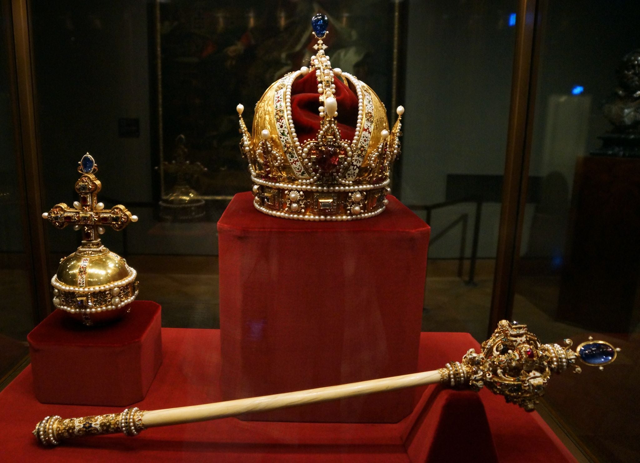 photo of Imperial Crown , Orb , and sceptre of Austria , kept in the Imperial Treasury at the Hofburg Palace in Vienna