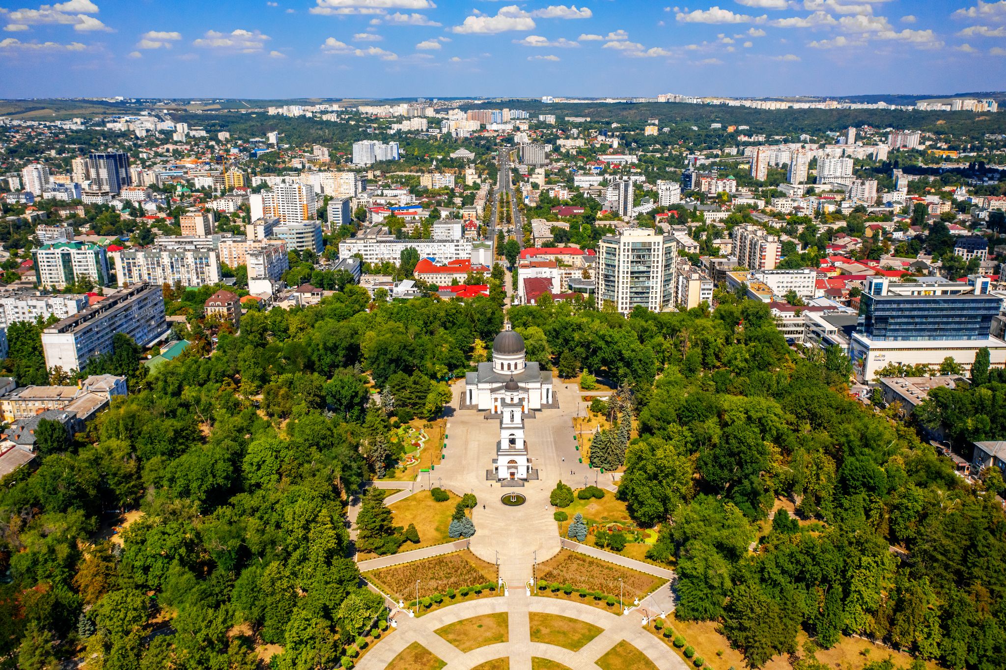 Beautiful summer view of centre Chisinau.