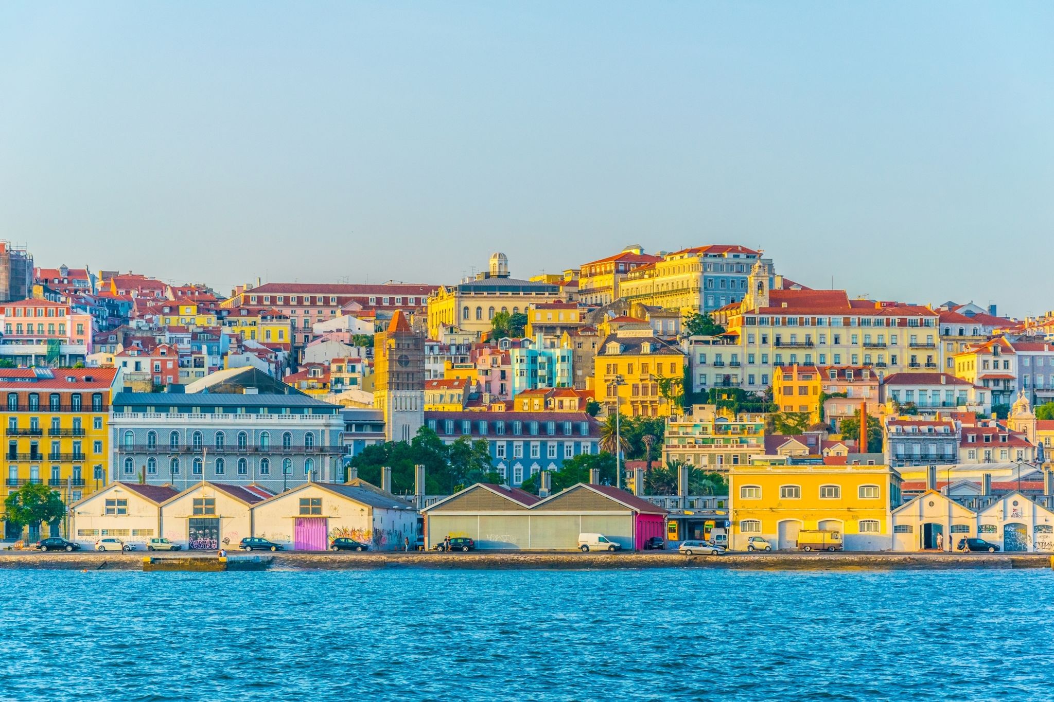 waterfront in Cacilhas in Lisbon, Portugal.