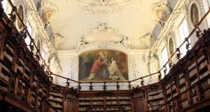 photo of view interior Biblioteca Classense, Ravenna, Italy.