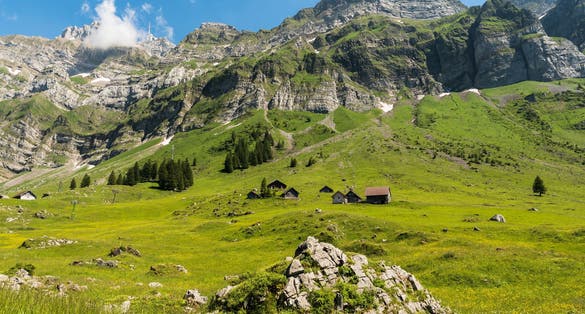 photo of Säntis Mountain huts and pasture's in Wildhaus-Alt St. Johann, Switzerland.