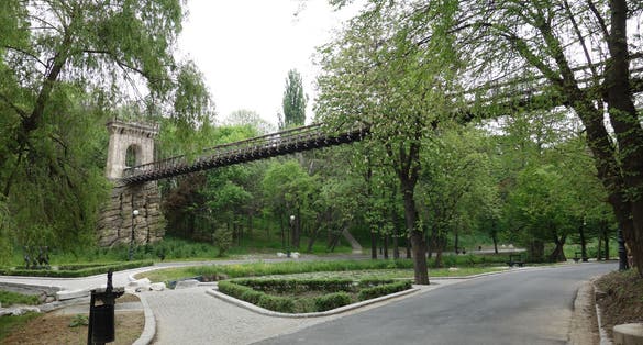 Photo of Old bridge in Romanescu Park, Craiova, Romania .