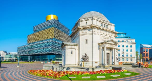 Photo of Hall of Memory, Library of Birmingham and Baskerville house, England.