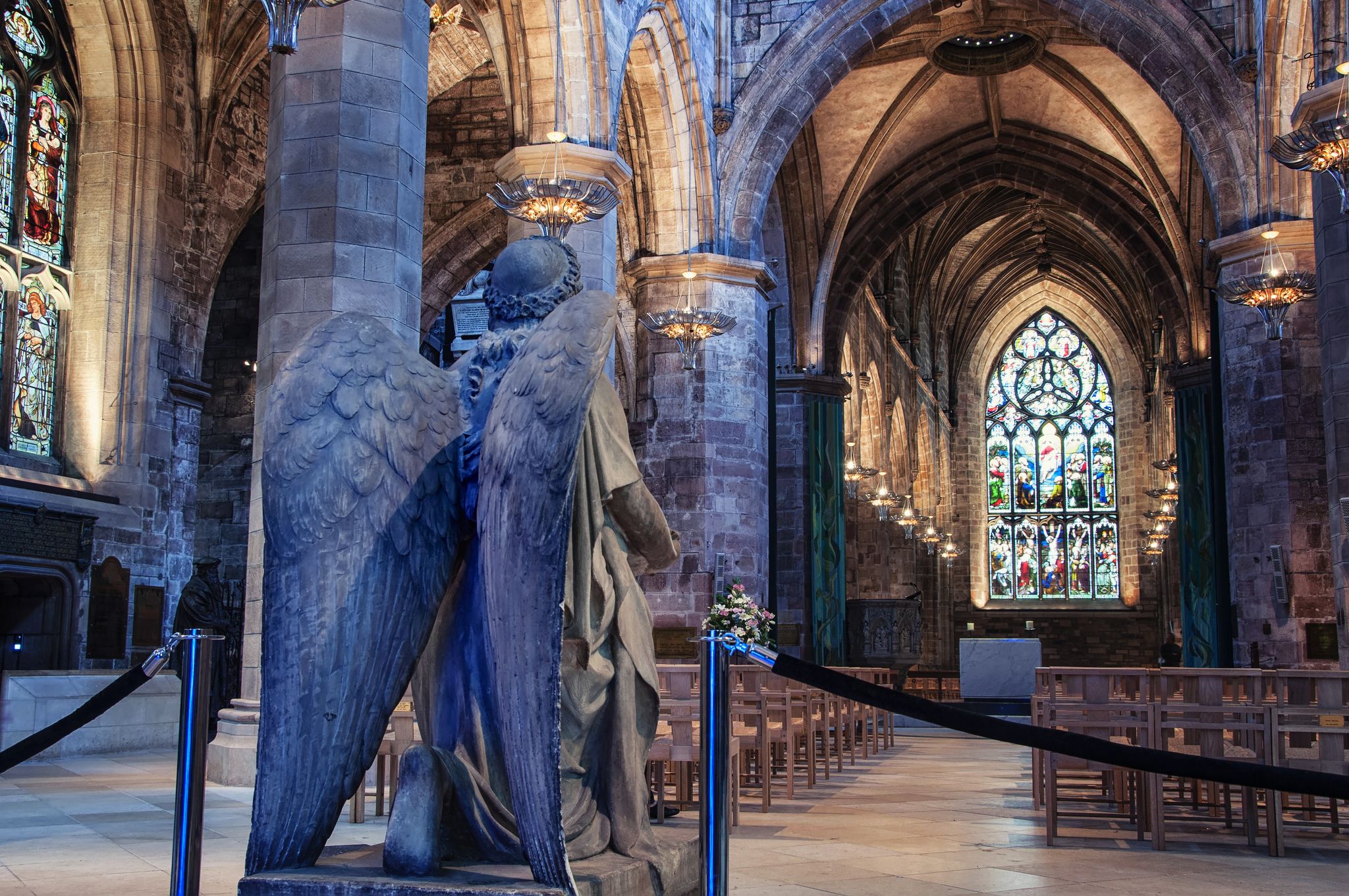 Interiors of St Giles Cathedral - the most important place of worship in the country. High Kirk of Edinburgh is dedicated to patron saint of the city.