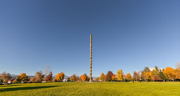 Column of Infinity or Endless Column, the work of the Romanian sculptor, Constantin Brancusi. Column Park from Targu Jiu, Romania. 